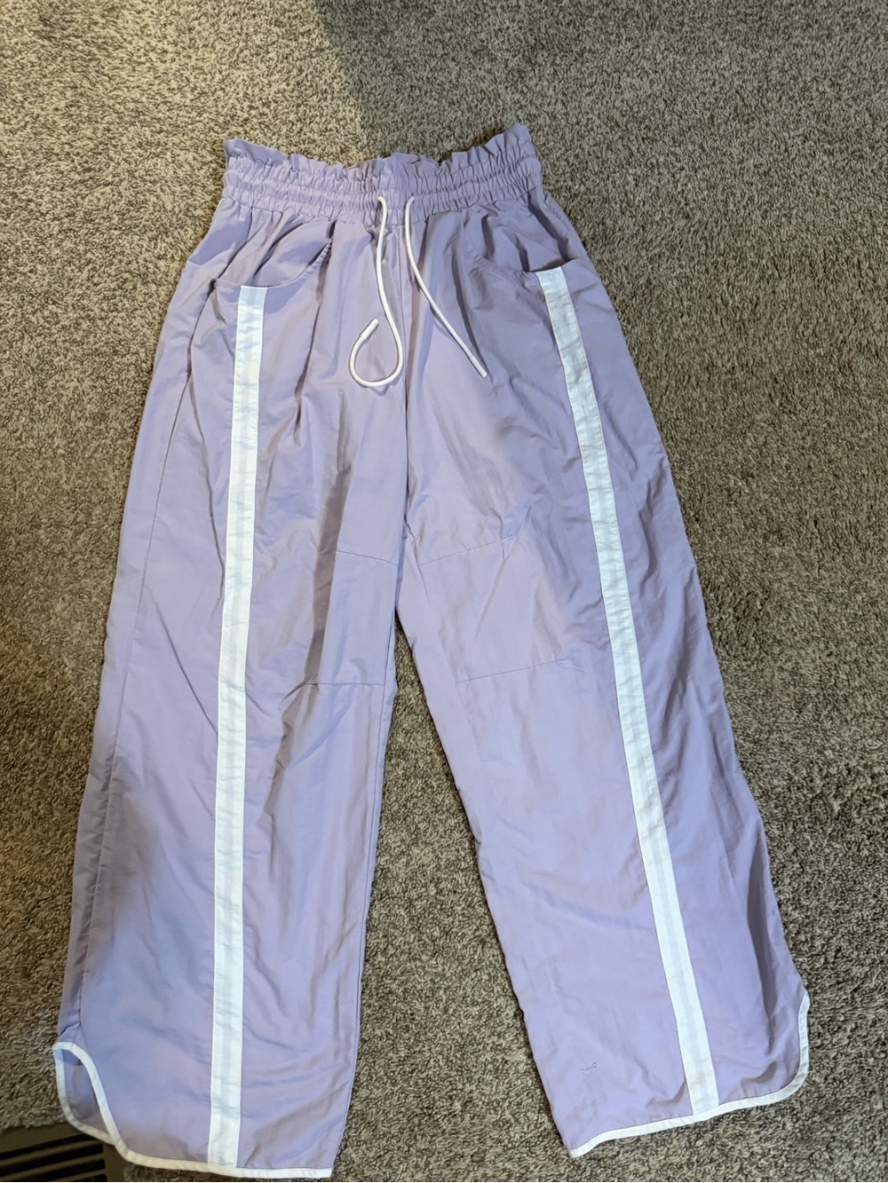 Lilac Track Pants with White Stripes